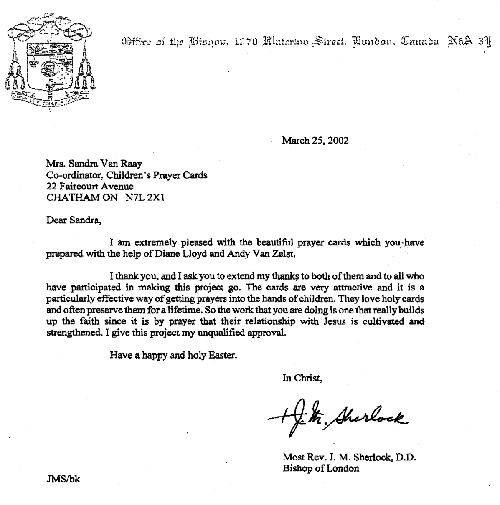 Letter from Bishop Sherlock