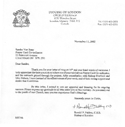 Letter from Bishop Fabbro